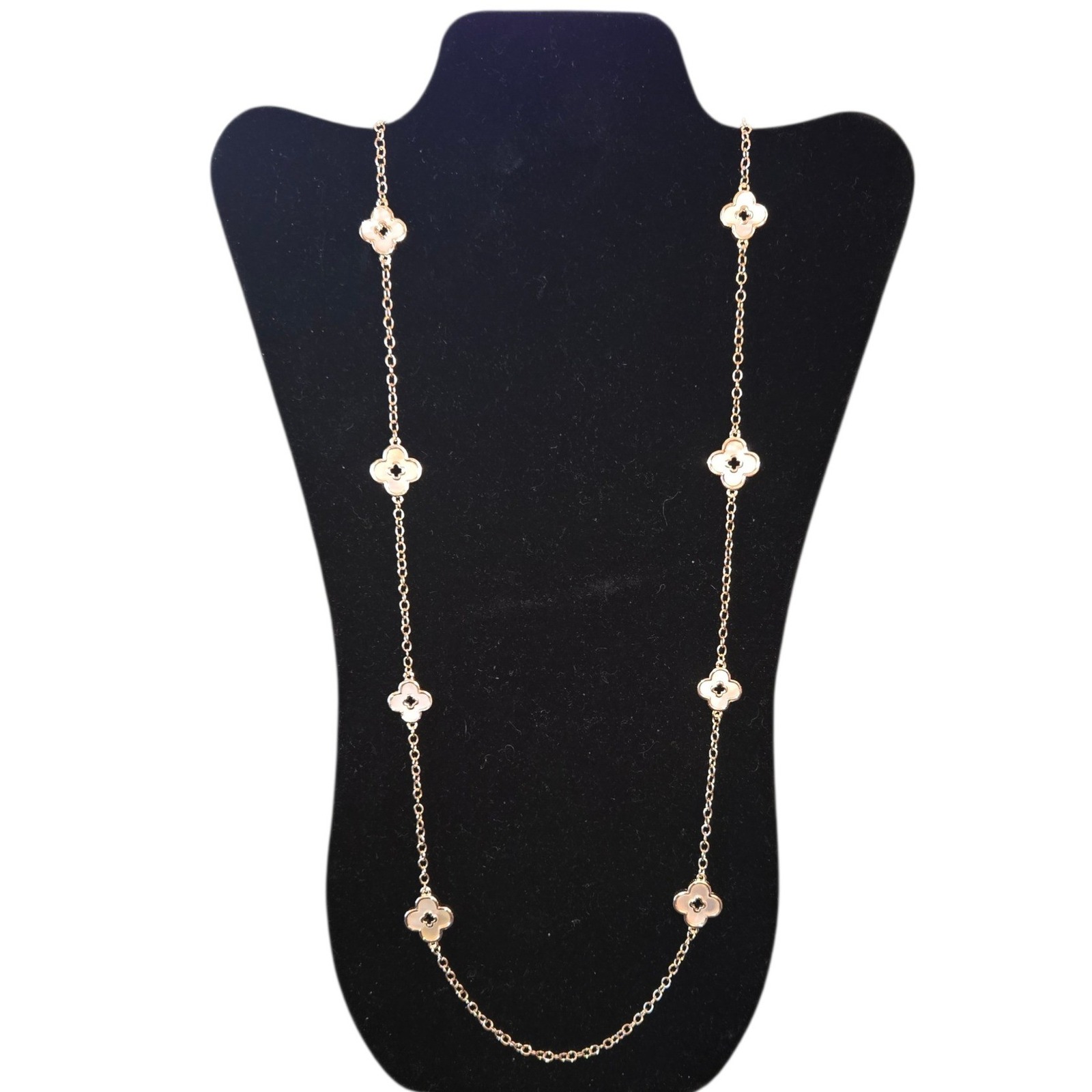 Mx Signature Collection 14k Gold Plated Mother Of Pearl Clover Necklace 36